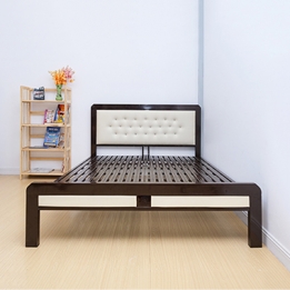 Giường sắt kiểu gỗ sơn tĩnh điện cao cấp màu nâu