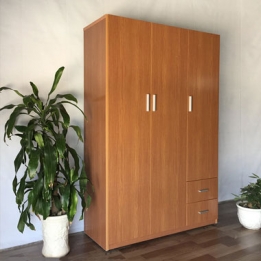 Tủ quần áo nhựa 3 cánh 2 ngăn màu nâu gỗ